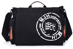 FSD.WG Satchel Messenger Bag for Men Canvas,Travel Shoulder bag 13,5 Zoll Laptop Bags Bookbag, schwarz, Large von FSD.WG
