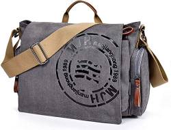 FSD.WG Umhängetasche für Herren aus Segeltuch, Reise-Schultertasche für 34,3 cm (13,5 Zoll) Laptoptaschen, Grau (grau), Large von FSD.WG