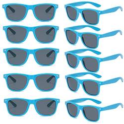 FSMILING 10 Stück Lustige Sonnenbrille Blau Party Sonnenbrillen Pack 80er Retro Neon Party Brille Für Herren Damen von FSMILING