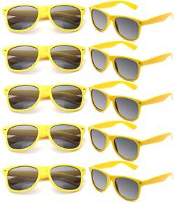 FSMILING 10 Stück Unisex Party Sonnenbrille Pack 80er Retro Plastik Sonnenbrille Gelb Partybrillen Für Herren Damen von FSMILING