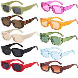 FSMILING 10 Stücke Bunte Sonnenbrillen Set Retro Vintage Rechteckige Sonnenbrille Damen Farbe 90S Vintage Brille Set Für Damen von FSMILING