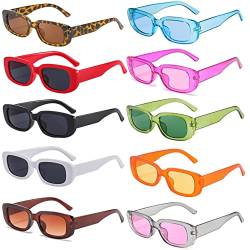 FSMILING 10 Stücke Vintage Rechteckige Sonnenbrille Damen 90er Retro Sonnenbrillen Set Trendy Brille Set für Damen von FSMILING