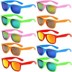FSMILING 10pack Party Sonnenbrillen Verspiegelt Set Für Herren Damen,lustige Bunte Sonnenbrillen Pack Neon Party Brillen Für Karneval/fasching von FSMILING