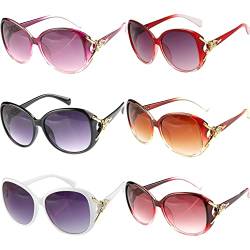 FSMILING Sonnenbrille Damen Groß Klassisch Vintage Brille für Damen Oversized Trendy Sonnenbrillen mit Großer Rahmen(7pack) von FSMILING
