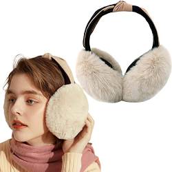 FSMILING Winter Ohrenwärmer Faltbare Verstellbarer Plüsch Ohrenschützer Weiß Earmuffs for Damen Mädchen Frauen von FSMILING