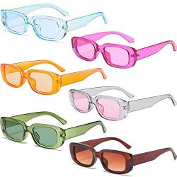 FSMILING Y2k Sonnenbrillen-Set, 4/10 Stück, klein, Retro, rechteckig, für Damen, 90er-Jahre, Vintage-Stil, quadratische Brille, Y2k Sonnenbrillen-Set, Farbe 8 von FSMILING