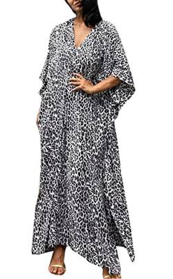 FSMO Damen Elegante Strandponcho Ethnischer Druck Lose Kaftan Smock Sommer Maxikleid von FSMO