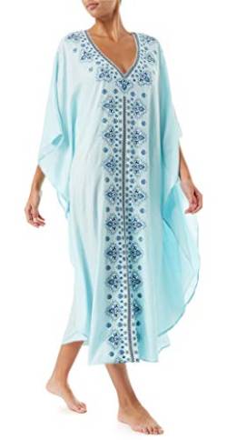 FSMO Damen Elegante Strandponcho Ethnischer Druck Lose Kaftan Smock Sommer Maxikleid von FSMO