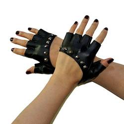 FSSTUD Damen Punk Gothic Hip Hop Handschuhe Winter Leder Fingerlose Handschuhe Nietenhandschuhe von FSSTUD