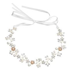 Kristall Perlen Stirnbänder Hochzeit Braut Haarband Strass Blumen Haarreifen Vintage Perle Haarkranz Kopfschmuck für Frauen Mädchen von FSSTUD