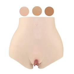 FSYH Crossdresser Vagina HöSchen Boxershorts Aus Silikon Mit Verstecktem Gaff Camel Toe Control Tanga füR Crossdresser Transgender Shemale,Ivory Brown,with Hair von FSYH