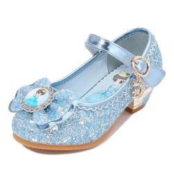 FStory&Winyee Mädchen Prinzessin Sandalen mit Absatz Kinder ELSA Schuhe Partei Glitzer Kristall Mädchen Kostüm Zubehör Karneval Verkleidung Party Aufführung Fasching Tanzball, Blau2, 30 von FStory&Winyee