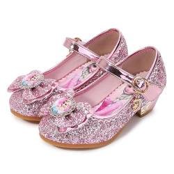 FStory&Winyee Mädchen Prinzessin Sandalen mit Absatz Kinder ELSA Schuhe Partei Glitzer Kristall Mädchen Kostüm Zubehör Karneval Verkleidung Party Aufführung Fasching Tanzball, Pink, 35 EU von FStory&Winyee