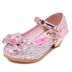 FStory&Winyee Mädchen Prinzessin Sandalen mit Absatz Kinder ELSA Schuhe Partei Glitzer Kristall Mädchen Kostüm Zubehör Karneval Verkleidung Party Aufführung Fasching Tanzball, Rosa2, 28 von FStory&Winyee