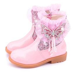 FStory&Winyee Mädchen Prinzessin Stiefel Elsa Schuhe Schneestiefel Kinder Winterstiefel Gefüttert Futter Warm Gummistiefel Outdoor Boot Schlupfstiefel Frozen Cosplay Eiskönigin Kostüm Fasching von FStory&Winyee