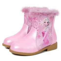 FStory&Winyee Schneestiefel Mädchen Prinzessin Schuhe ELSA Stiefel Kinder Winterstiefel mit Warmem Gefüttert Futter Gummistiefel Outdoor Schlupfstiefel Eiskönigin Kostüm Zubehör Karneval,Pink,33 EU von FStory&Winyee