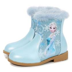 FStory&Winyee Schneestiefel Mädchen Prinzessin Schuhe ELSA Stiefel Kinder Winterstiefel mit Warmem Gefüttert Futter Gummistiefel Outdoor Schlupfstiefel Eiskönigin Kostüm Zubehör Karneval,Blau,31 EU von FStory&Winyee