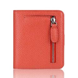 Funtor Kleine Geldbörsen für Damen, klein, kompakt, faltbar, RFID-blockierend, echtes Leder, Geldbörse für Damen, A: Natürliches Leder, Orange, One_Size, RFID-Brieftasche von FT FUNTOR