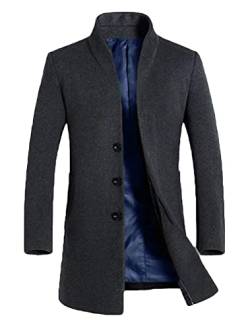 FTCayanz Herren Mantel Business Wollmantel Warm Wintermantel Lange Jacken Grau 2XL von FTCayanz