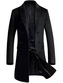 FTCayanz Herren Mantel Wintermantel Slim Fit Wollmantel Business Herrenmantel Lange Trenchcoat Jacken Schwarz M von FTCayanz