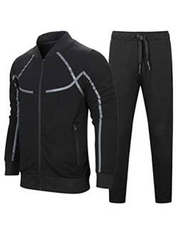 FTCayanz Herren Trainingsanzug Jogginganzug Sportanzug Männer Jogging Anzug Sweatshirt Hose 1-Schwarz XL von FTCayanz