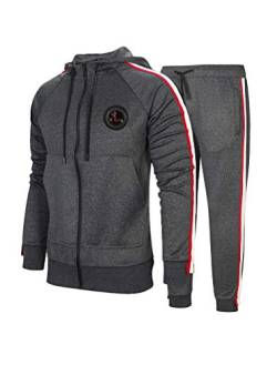 FTCayanz Herren Trainingsanzug Jogginganzug Sportanzug Männer Jogging Anzug Sweatshirt Hose 2-Dunkelgrau L von FTCayanz