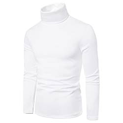 FTRGHNY Herren-Pullover, langärmelig, mit Rollkragen, vielseitig, weiß, L von FTRGHNY