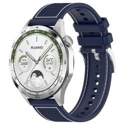FTRONGRT 22mm Uhrenarmband Kompatibel mit Huawei Watch GT 46mm, Weiches Silikonarmband, Komfortabel Ersatzarmband für Huawei Watch GT 46mm. Offizielle Schnalle Mitternachtsblau von FTRONGRT