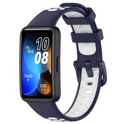 FTRONGRT Uhrenarmband Kompatibel mit Huawei Band 9 NFC, Weiches Silikonarmband, Ersatzarmband für Huawei Band 9 NFC. (Mitternachtsblau Weiß) von FTRONGRT