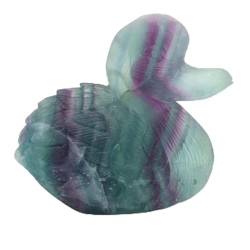 FTTAODFY 1 STÜCK Naturstein Kristall Schnitzerei Schwan Tier Mini Dekoration Lila Fluorit Glasierte Jade Quarz Handwerk Handgemachte Figuren JITEMZHOU (Color : Purple Fluorite, Size : 56x56mm) von FTTAODFY