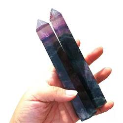 FTTAODFY 1PC Long Size Natural Rainbow Fluorite Crystal Stone Wands Points Tower 130mm-145mm JITEMZHOU von FTTAODFY