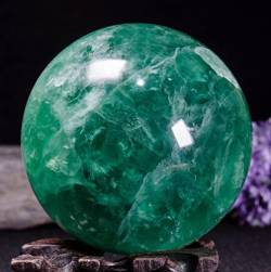 FTTAODFY 80 mm große natürliche grüne Fluorit-Quarz-Kristallkugel, natürliche Edelstein-Kristallkugel, geeignet for Zuhause JITEMZHOU von FTTAODFY