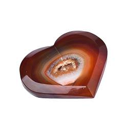 FTTAODFY Home Natürlicher Achat, herzförmig, handgeschnitzt, polierter Liebeskristall, Stein, Souvenir, Heimdekoration, Sammlerstück, Geschenk, JITEMZHOU (Color : Natural Agate, Size : 120-200g) von FTTAODFY