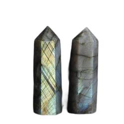 FTTAODFY Natürliche Mondstein-Kristallsäule, Labradorit, Quarzkristall, Steinspitze, Obelisk, Säule, Zauberstab, Raumdekoration, Kunsthandwerk JITEMZHOU (Color : Labradorite 1pcs, Size : 40-50mm) von FTTAODFY