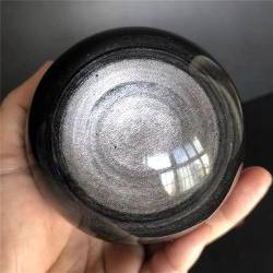 FTTAODFY Natürliche Silber Obsidian Kugel Quarz Kristall Probe Home Office Entmagnetisierung Dekorative Edelstein JITEMZHOU (Size : 3-3.5kg) von FTTAODFY