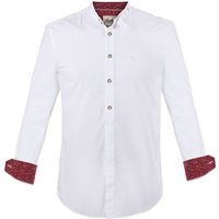 FUCHS Trachtenhemd Hemd Albert weiß-weinrot mit Stehkragen von FUCHS