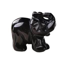 FUERLI 1 STÜCK Natürlicher Kristall Rosenquarz Elefant Amethyst Obsidian Tiere Handwerk Kleine Dekoration Wohnkultur Weihnachtsgeschenk HOMEZHOU (Color : Obsidian, Size : 1.5 Inch) von FUERLI