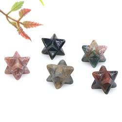 FUERLI 13 mm Sternform, natürlicher Quarzkristall, Reiki-Edelsteinschutz for DIY-Schmuckdekorationszubehör HOMEZHOU (Color : India Agate, Size : One Size) von FUERLI