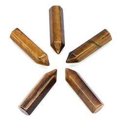 FUERLI 40 x 10 mm Punkt-Turm-Zauberstab, natürlicher Amethyst-Kristall, poliert, Reiki-Handwerk, DIY-Schmuck, Anhänger, Heimdekoration HOMEZHOU (Color : Tiger Eye, Size : 3pc) von FUERLI