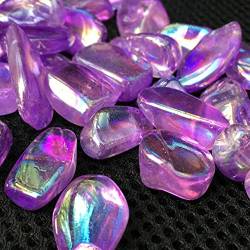 FUERLI Große natürliche Kristall-Trommel-Engel-Aura-Quarz-Kies-Reiki-Poliert-Galvanik-Aquarium-Heimdekoration HOMEZHOU (Color : Purple, Size : 100g) von FUERLI