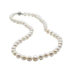 Klassische Damenkette, natürliche weiße Süßwasserperle, runde Form, Durchmesser 8-9 mm, kurze Halskette, Perlenkette erfüllen FUEzRgLdI (Color : White, Size : 45cm) von FUERLI