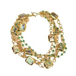 5 Stränge natürliche Abalone vergoldet Edelstein Schmuck Halskette Anhänger Serie Kristallkette for Frauen PINGJIUYIN von FUFIZU