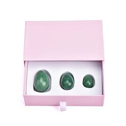 FUFIZU 3pc natürliches grünes Jade-Yoni-Ei-Kristall-Ei-Stein-Eier Kegel-Übungsbälle Exerciser-Massage-Quarzkugel, Yoni-Ei-Set PINGJIUYIN(Color:Egg With Box) von FUFIZU
