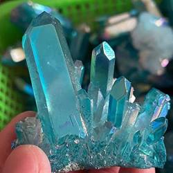 FUFIZU Natürlicher Kristall, rauer blauer Engel, Aura-Kristall-Cluster-Beschichtung, Quarz-Cluster-Stein, Heimdekoration, Natursteine PINGJIUYIN (Size : 70-80g) von FUFIZU