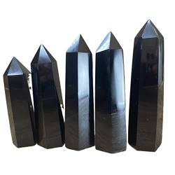 FUFIZU Quarz-Dekoration 1PC Natürlicher Kristallpunkt Schwarzer Obsidian-Punkt-Turm for Heimdekoration PINGJIUYIN (Size : 9-10CM) von FUFIZU