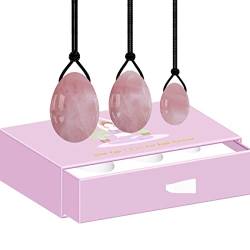 FUFIZU Yoni-Eier Naturstein, gebohrtes Jade-Ei-Set mit Schachtel, Kegel-Übung, straffendes weibliches Produkt, Opal-Eier PINGJIUYIN(Color:Rose Quartz Eggs) von FUFIZU