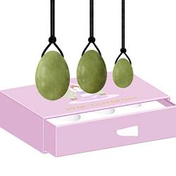 FUFIZU Yoni-Eier Naturstein, gebohrtes Jade-Ei-Set mit Schachtel, Kegel-Übung, straffendes weibliches Produkt, Opal-Eier PINGJIUYIN(Color:Serpentine Eggs) von FUFIZU