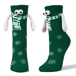 FUFRE Hand Holding Socks Weihnachten, 2 Paar Socken mit Magnetarmen, Socken die Händchen Halten Weihnachtsdeko, Lustige Magnetische Weihnachten Socken Paar Socken Unisex Freundschaftssocken (Grün) von FUFRE