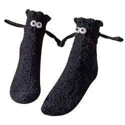 Hand Holding Socks Weihnachten, 2 Paar Socken mit Magnetarmen, Socken die Händchen Halten Weihnachtsdeko, Lustige Magnetische Weihnachten Socken Paar Socken Unisex Freundschaftssocken (Schwarz 2) von FUFRE