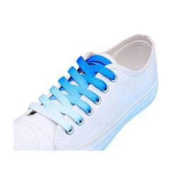 FUFUYO Flache Schnürsenkel mit Regenbogen-Farbverlauf, 8 mm breit, Ersatz-Schnürsenkel für Sportschuhe, Sportschuhe, Blau 95 cm von FUFUYO